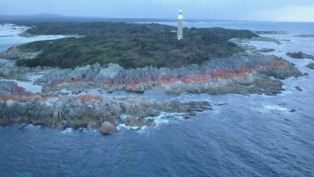 Aerial Shot of Eddystone Point Lighthouse, Bay of Fires Conservation Area, Tasmania