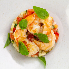 fried shrimp with vegetables. Mediterranean Kitchen