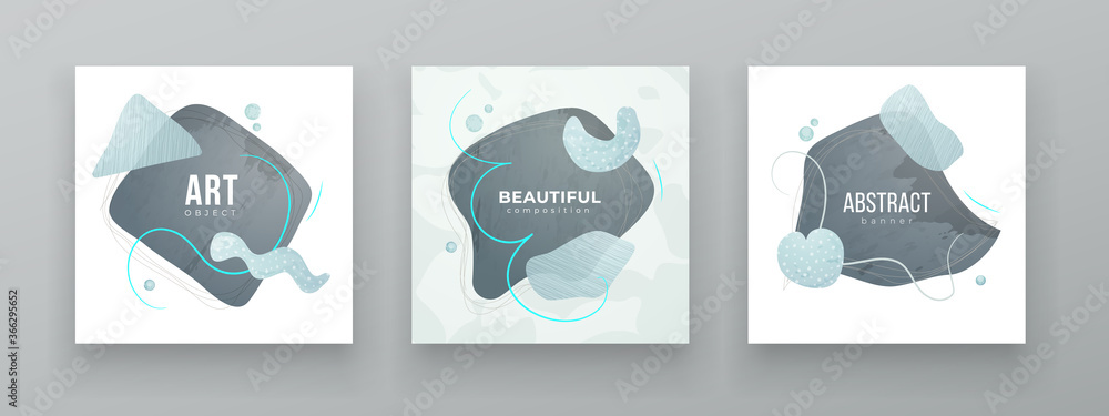 Wall mural liquid abstract banner design. fluid vector shaped background. modern graphic template banner patter