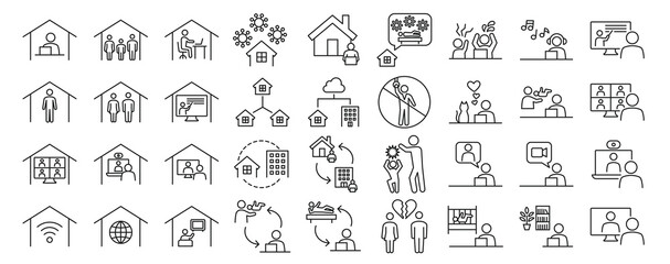 Set of business icons related to work from home