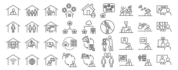 Set of business icons related to work from home