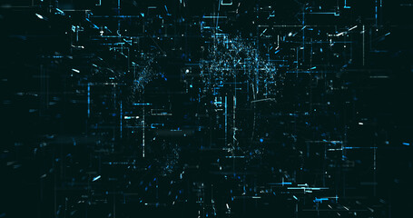 Abstract digital network data background, 3D rendering