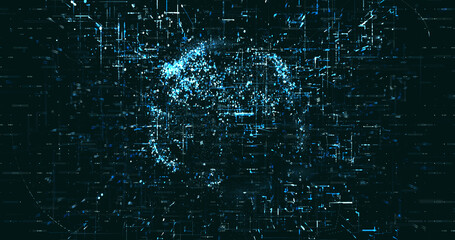 Abstract digital network data background, 3D rendering