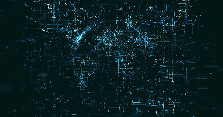 Abstract digital network data background, 3D rendering