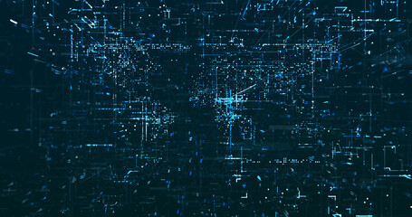 Abstract digital network data background, 3D rendering