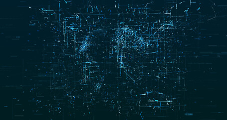 Abstract digital network data background, 3D rendering
