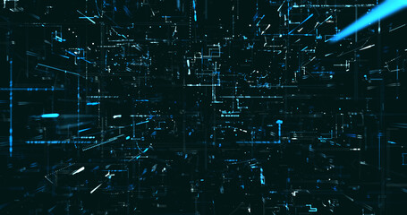Abstract digital network data background, 3D rendering