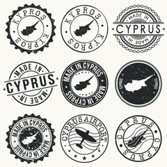 Obraz premium Cyprus Travel Stamp Made In Product Stamp Logo Icon Symbol Design Insignia.
