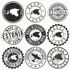 Obraz premium Estonia Travel Stamp Made In Product Stamp Logo Icon Symbol Design Insignia.