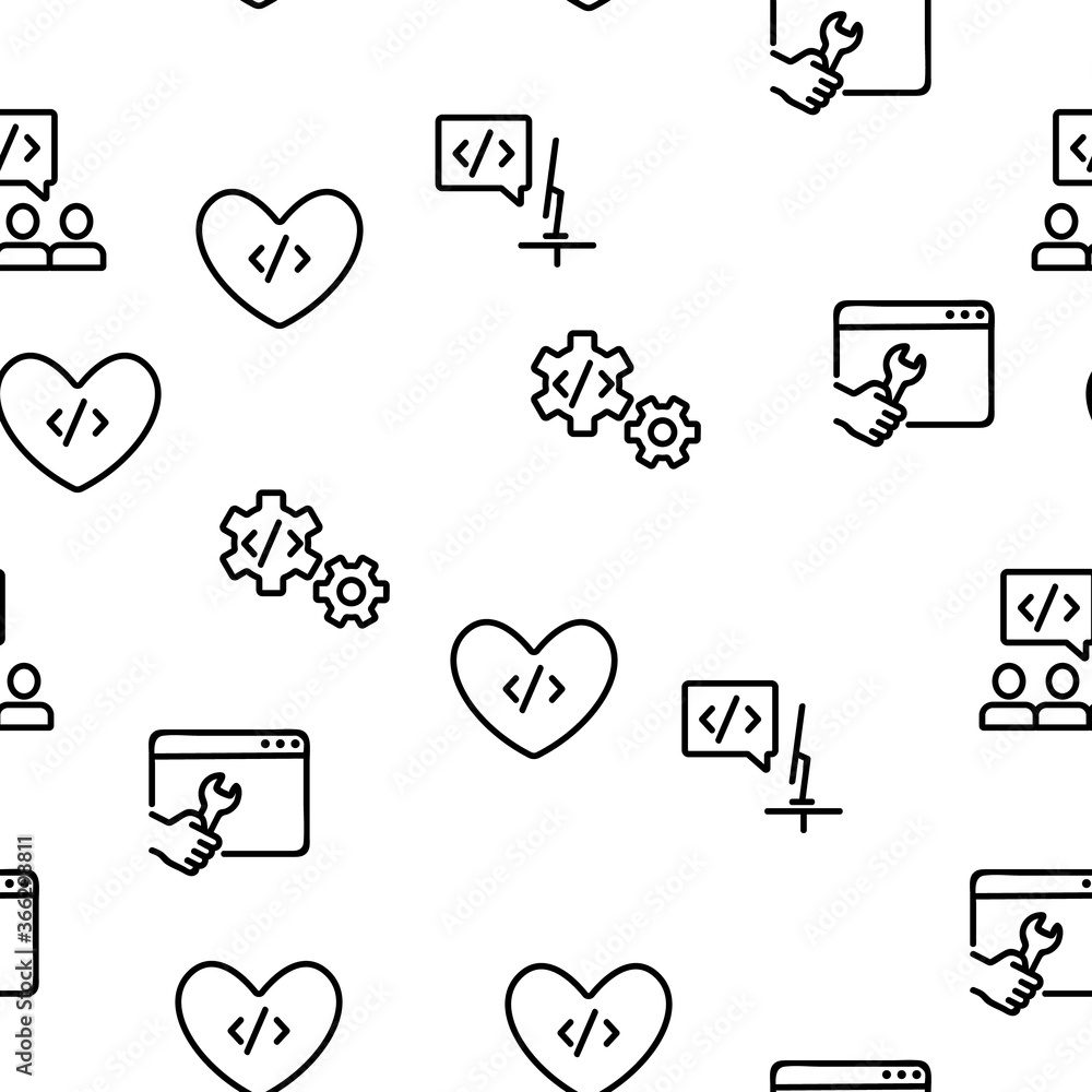 Poster developer vector seamless pattern thin line illustration