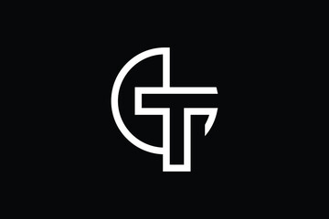 Minimal Innovative Initial GT logo and TG logo. Letter GT TG creative elegant Monogram. Premium Business logo icon. White color on black background