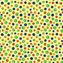 Watercolor seamless pattern with balls. Bright festive pattern with bubbles