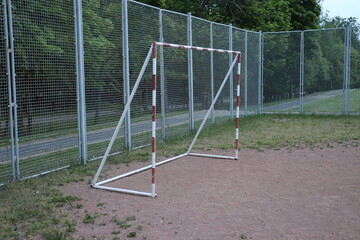 soccer metal goal at playground