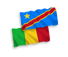 Flags of Mali and Democratic Republic of the Congo on a white background