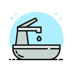 Tap Water Icon Design. Faucet Sink Bathroom Vector Illustration