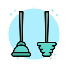 Toilet Pump Icon Design. Bathroom Plunger Clean Vector Illustration