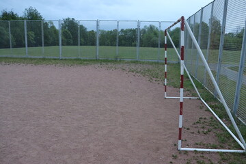 soccer metal goal at playground
