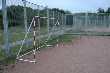 soccer metal goal at playground