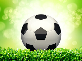 Naklejka premium Football on green grass