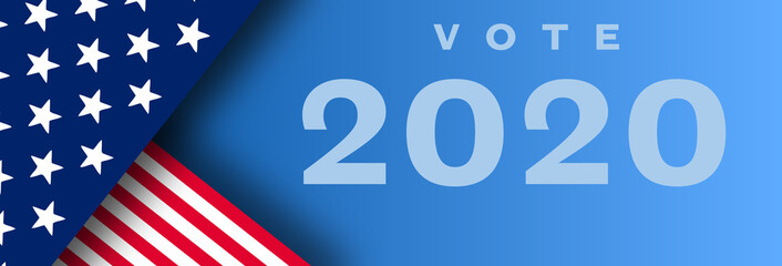 Presidential election banner with USA symbols. Presidential election 2020. Election banner Vote 2020 with Patriotic Stars. - obrazy, fototapety, plakaty
