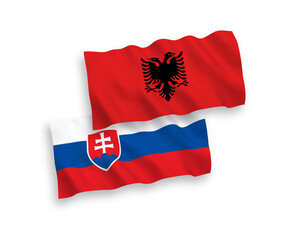Flags of Slovakia and Albania on a white background