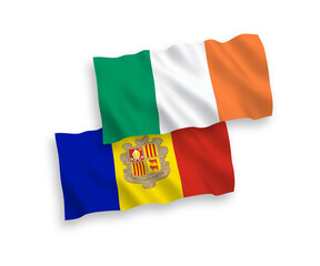 Flags of Ireland and Andorra on a white background