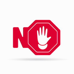 Hand forbidden sign, no entry, do not touch, dont push, off limits, vector icon