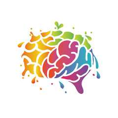 brain thinking and design on white background