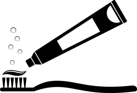black toothpaste tube, toothbrush, bubbles clip art preview