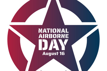 National Airborne Day. August 16. Holiday concept. Template for background, banner, card, poster with text inscription. Vector EPS10 illustration.