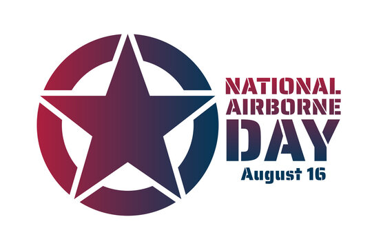 National Airborne Day. August 16. Holiday concept. Template for background, banner, card, poster with text inscription. Vector EPS10 illustration.