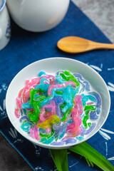 Rice Flour Jelly in Sweet Coconut Milk.