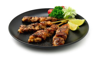Yakitori Grilled Chicken with Black Peppers Skewers Japanese Food fusion style