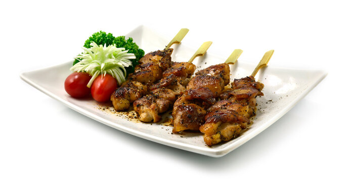 Yakitori Grilled Chicken with Black Peppers Skewers Japanese Food fusion style