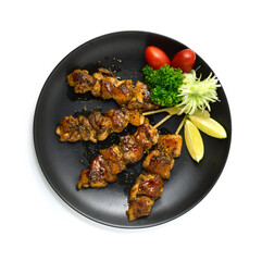 Yakitori Grilled Chicken with Black Peppers Skewers Japanese Food fusion style