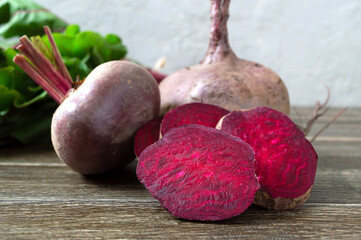 Fresh beets on the table. Vitamin-rich vegetables.