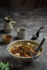 Spicy instant noodles thai style called Tom yum.