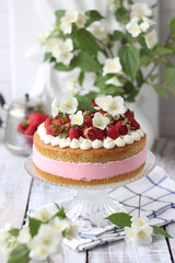 wedding cake decorated with roses
