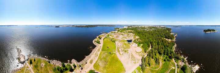 Aerial summer view of Katariina Seaside Park, Kotka, Finland
