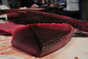 Almadraba-tuna at Cádiz Central Market, Mercado Central, Andalusia, Spain
