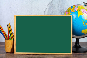 International day literacy concept with learning tools on a blue background