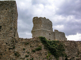 The Chateau de Saissac, a ruined castle and one of the so-called Cathar castles, north-west of Carcassonne, France.