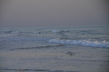 Atlantic Ocean after sunset at El Palmar beach, Cádiz, Spain