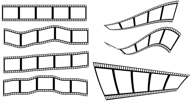Vintage film strip collection isolated on white background
