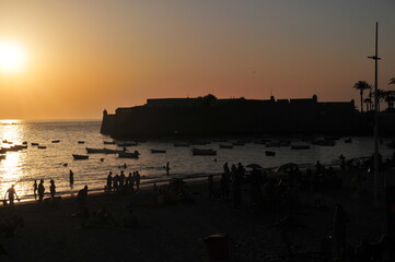 Obraz premium Playa La Caleta, Santa Catalina Fortress, Cadiz, Andalusia, Spain