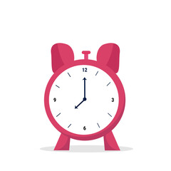 Alarm clock vector illustration isolated on white background. Clock. Flat drawing style. Back to school.