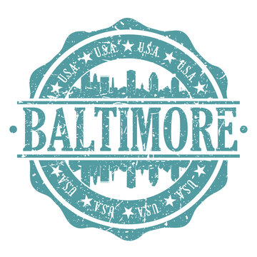 Baltimore Stamp Post Skyline Silhouette City Vector Design Art.