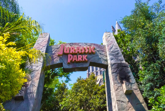 Orlando, Florida - May 09, 2018: Jurassic Park at Universal Studios Islands of Adventure theme park