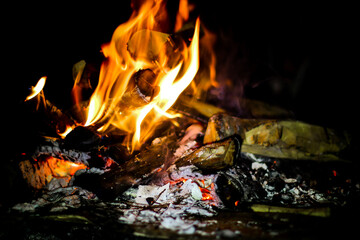 fire in the fireplace