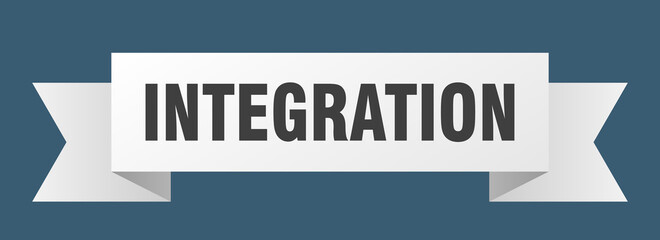 integration ribbon. integration paper band banner sign